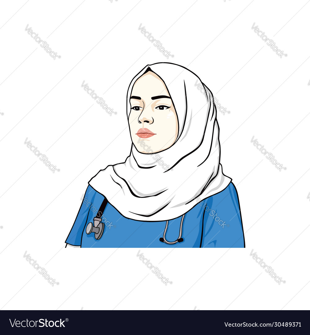 Beautiful Hijab Nurse Design Royalty Free Vector Image