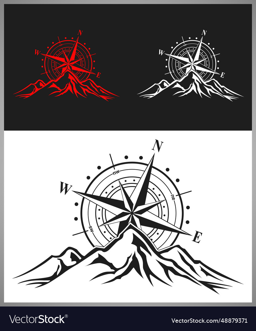 Car sticker - compass rose navigate mountain Vector Image