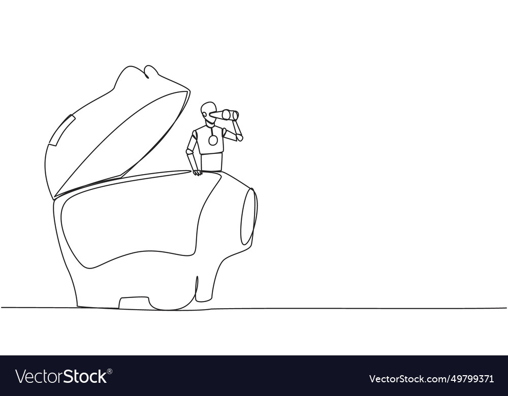 Continuous one line drawing a smart robot emerges vector image Continuous one line drawing a smart robot emerges