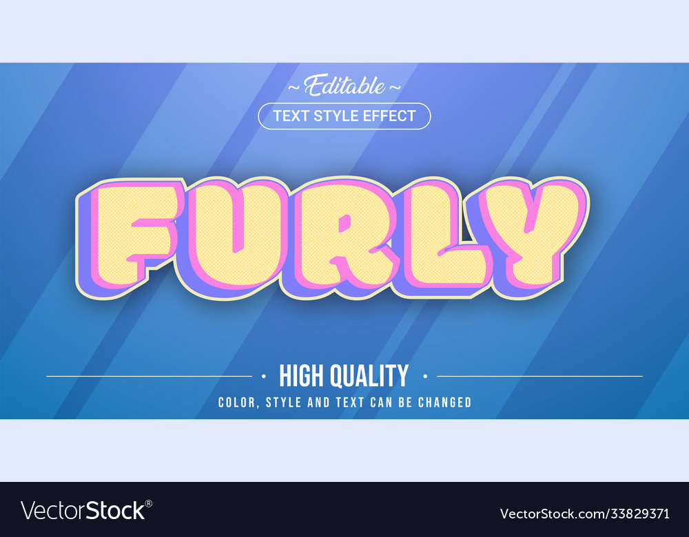 Editable text style effect - furly theme vector image Editable text style effect - furly theme