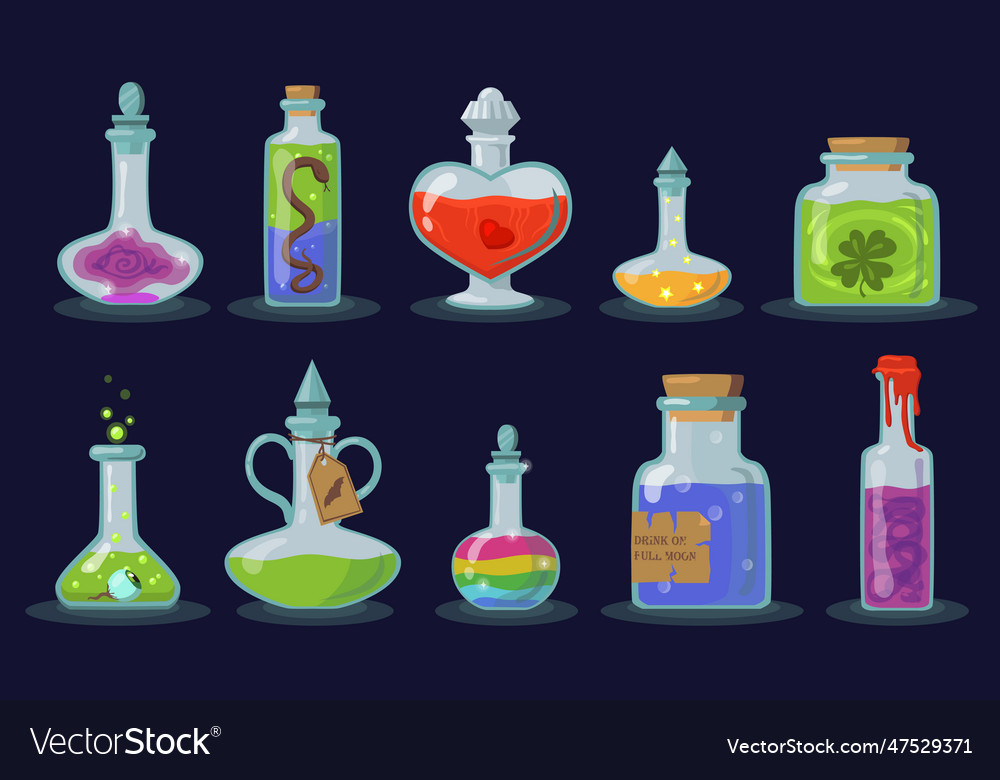 Elixir bottles set Royalty Free Vector Image - VectorStock