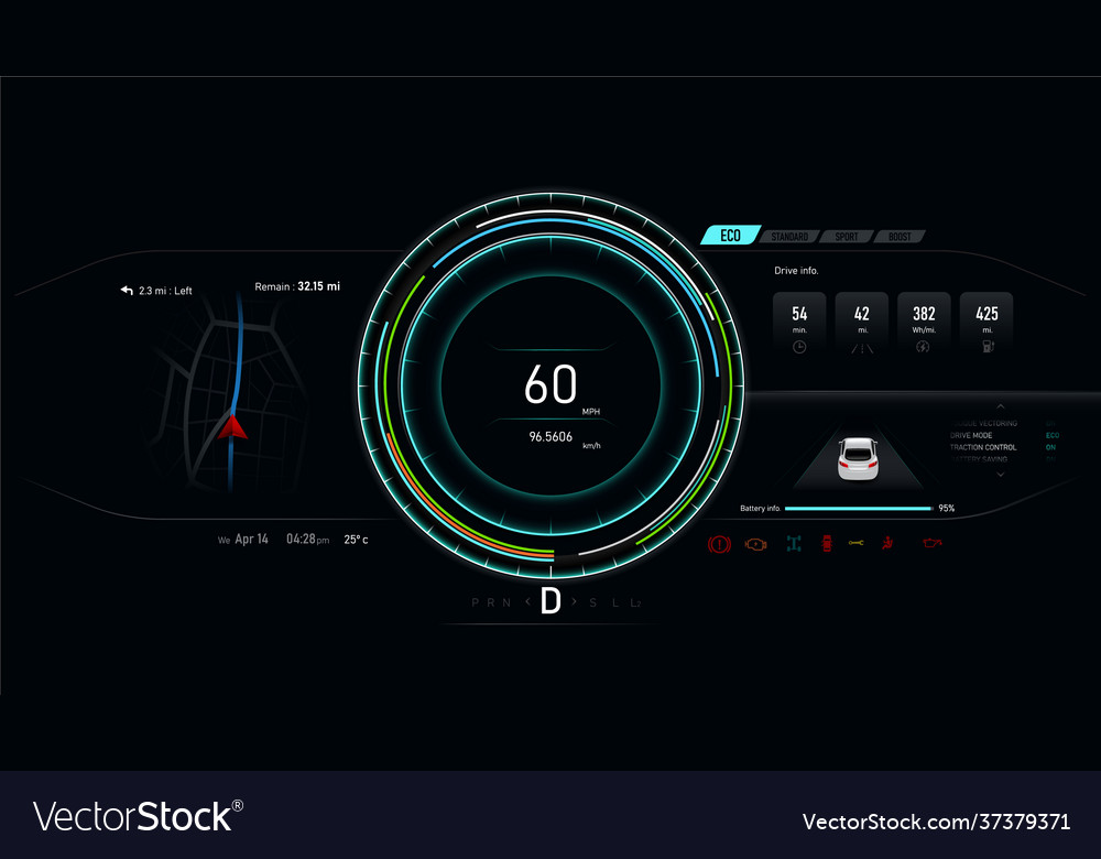 Ev electric vehicle car dash board phev concept