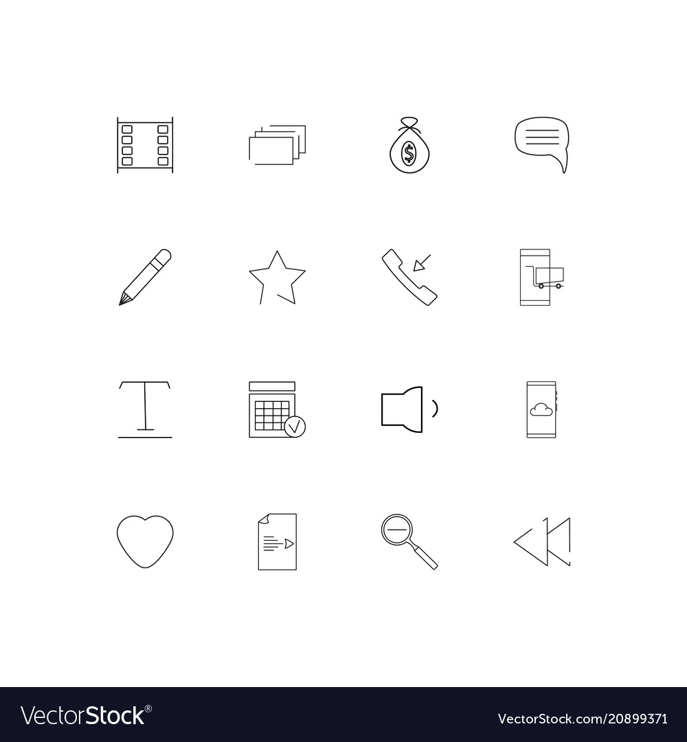Interface linear thin icons set outlined simple