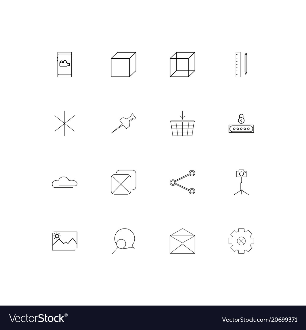 Interface simple linear icons set outlined