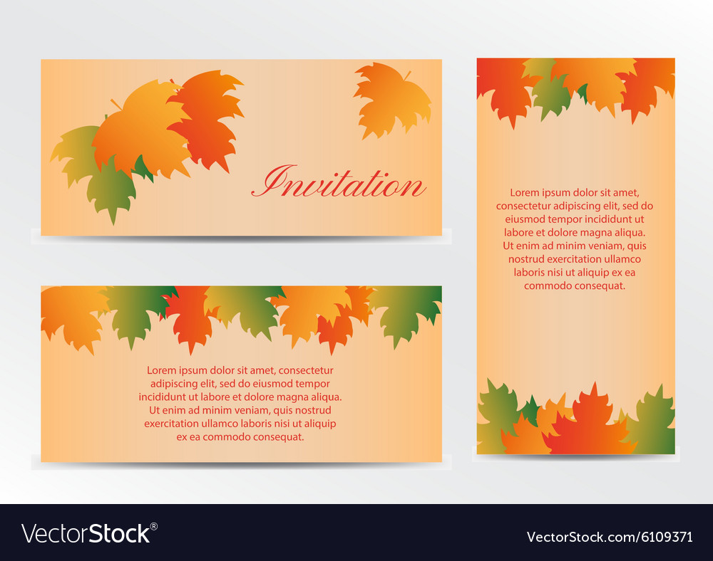 Invitation card with autumn colorful leaves