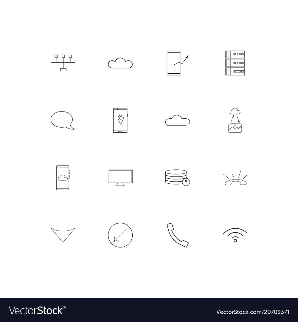 Netzwerk und Datenbank einfache lineare Icons Set