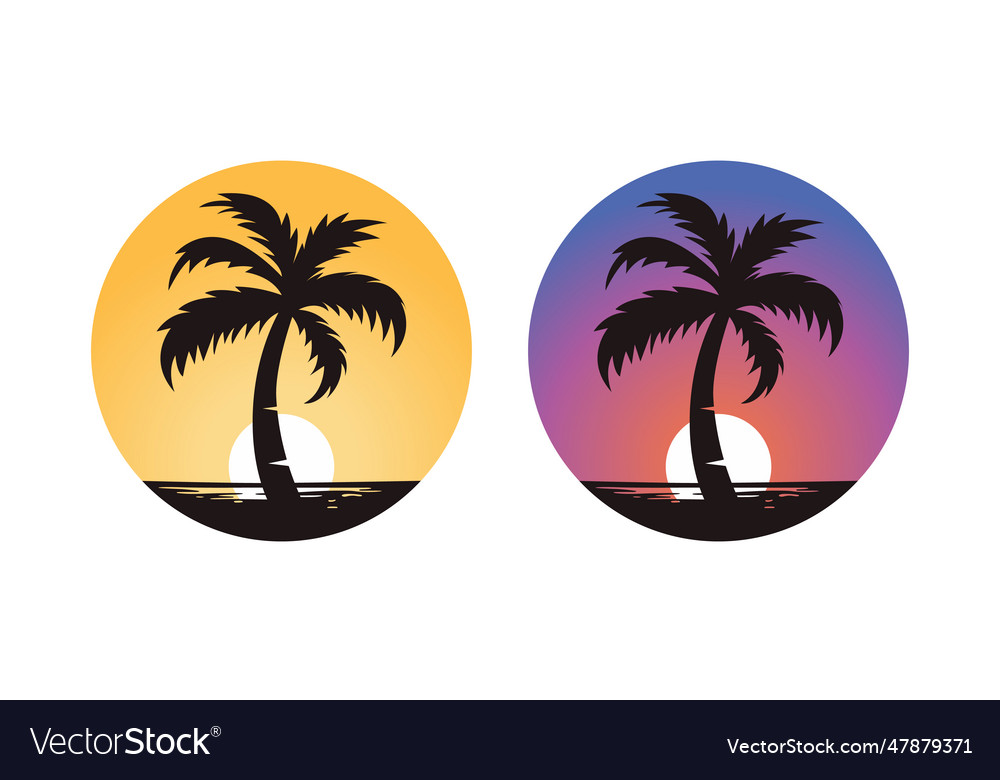 Palm trees tree icon set isolated Royalty Free Vector Image