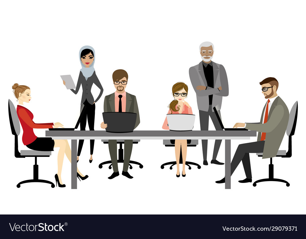 People working on computer flat style Royalty Free Vector