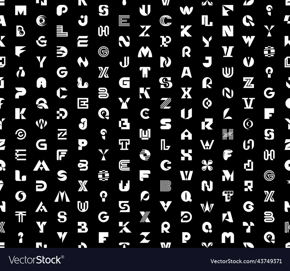 Seamless pattern with abstract letters