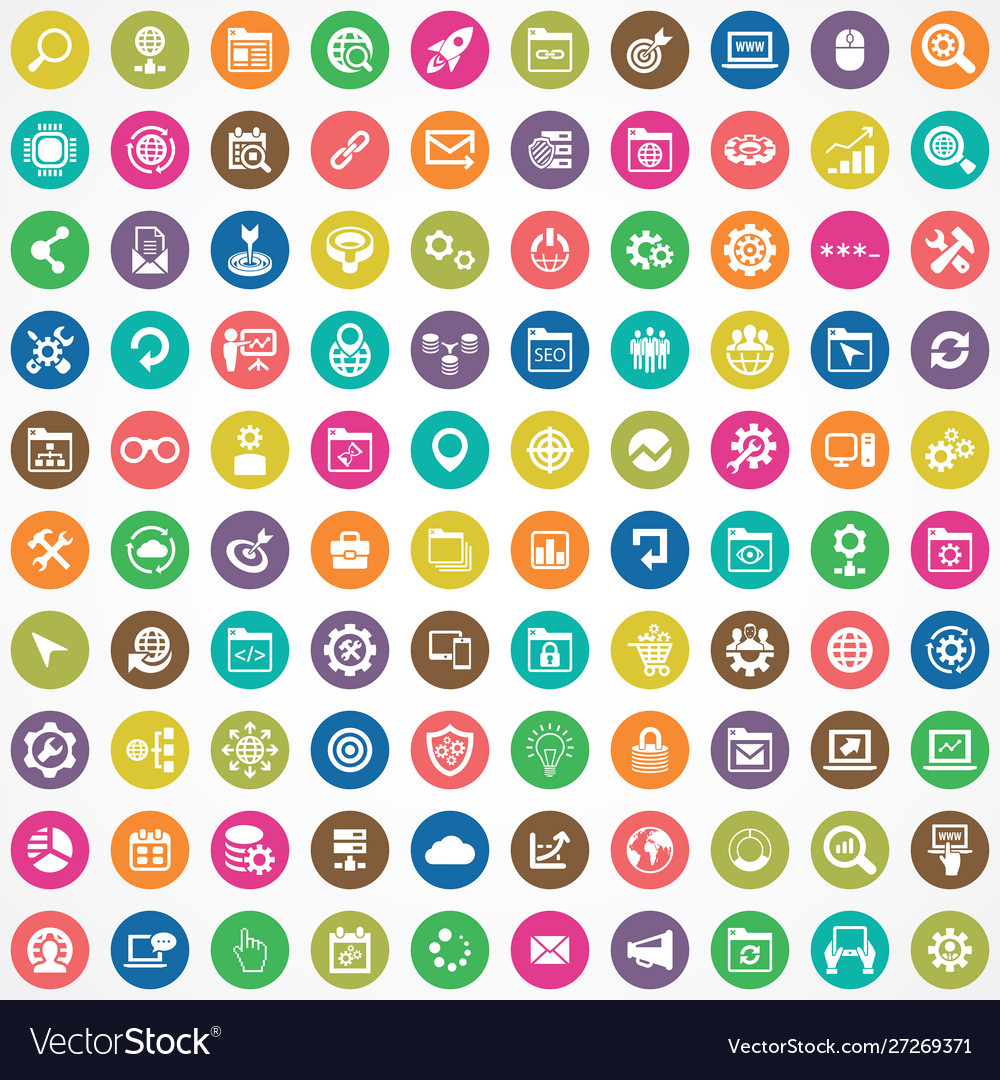 Seo 100 icons universal set for web and ui