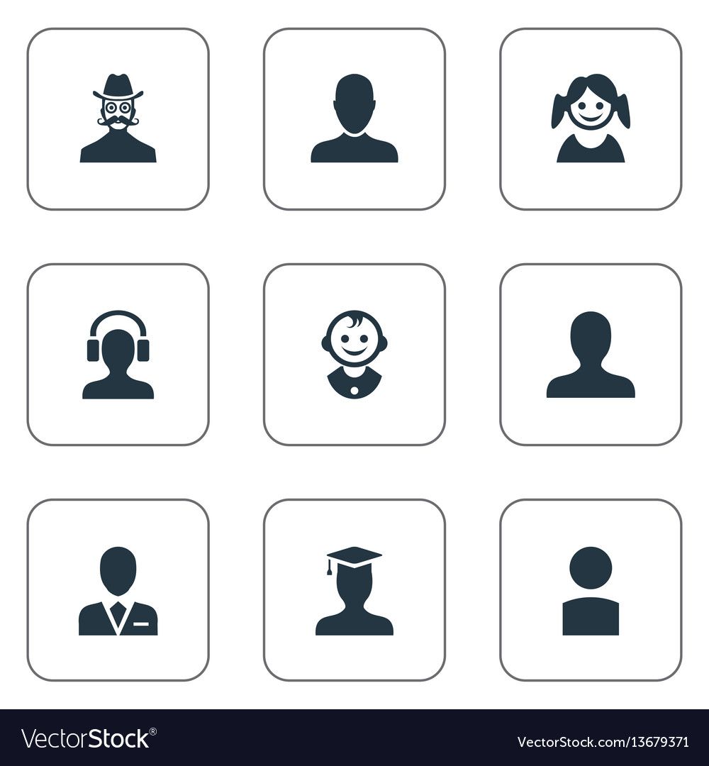 Set of simple avatar icons vector image Set of simple avatar icons