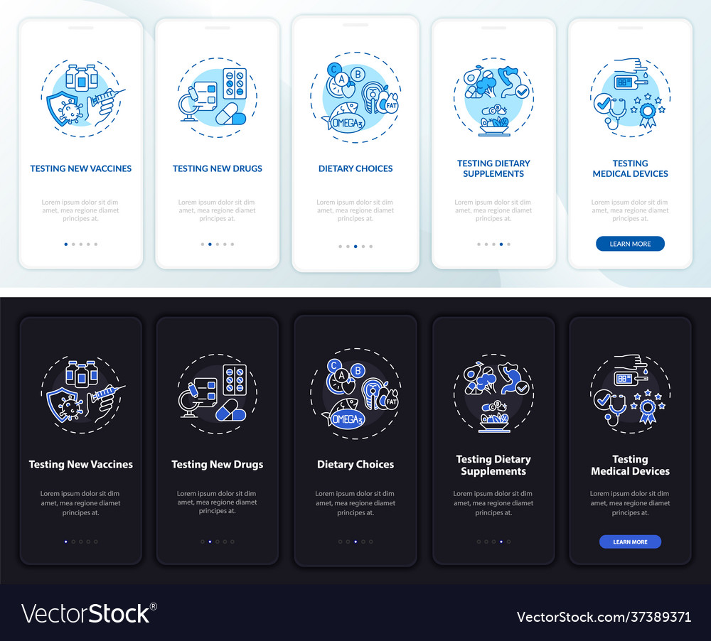 Study types onboarding mobile app page screen