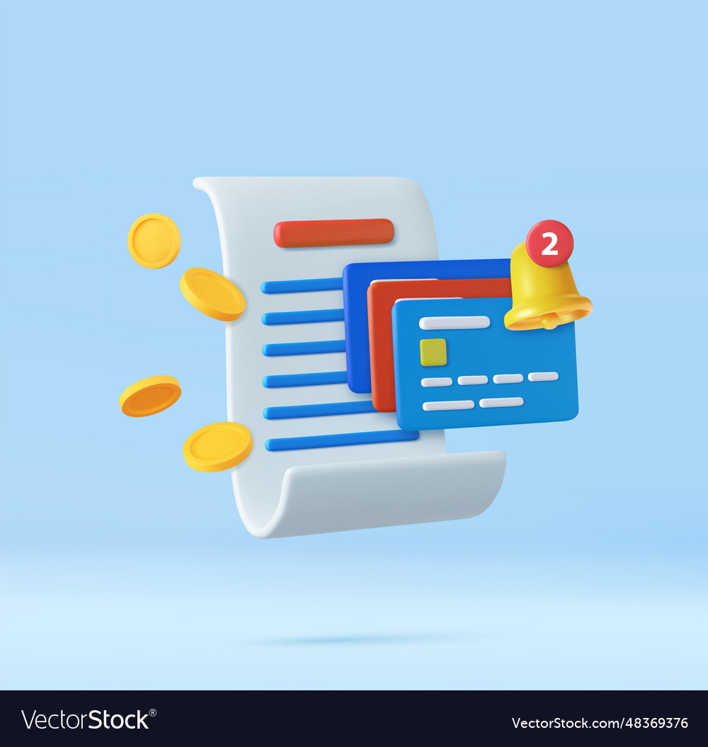 3d bill payment with credit card Royalty Free Vector Image