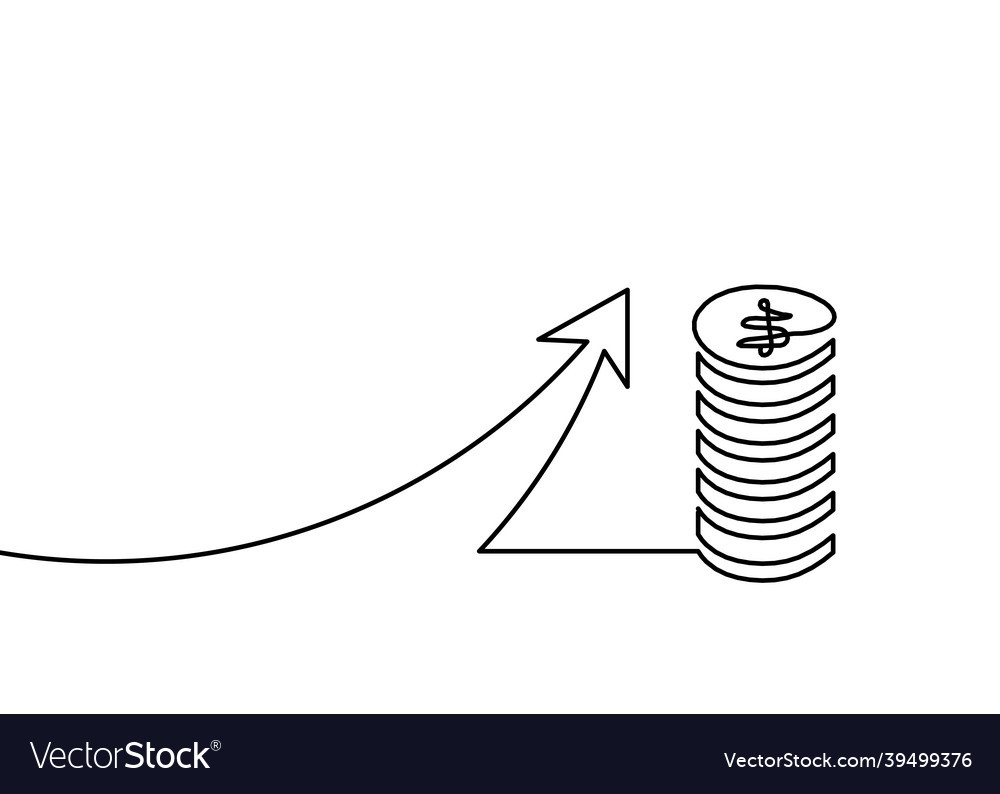 Abstract coins and arrow as continuous lines Vector Image Abstract coins and arrow as continuous lines