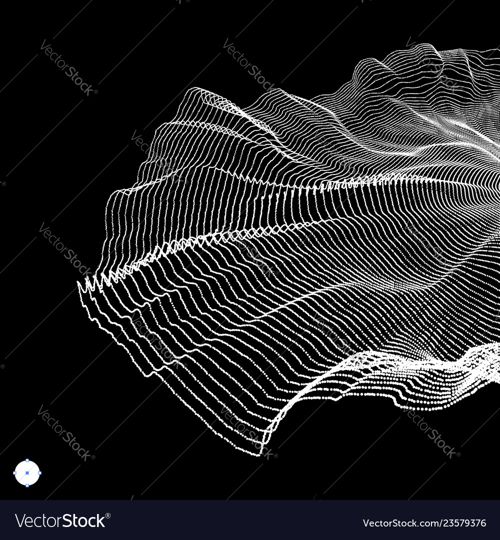 Array with dynamic particles 3d technology style vector image Array with dynamic particles 3d technology style