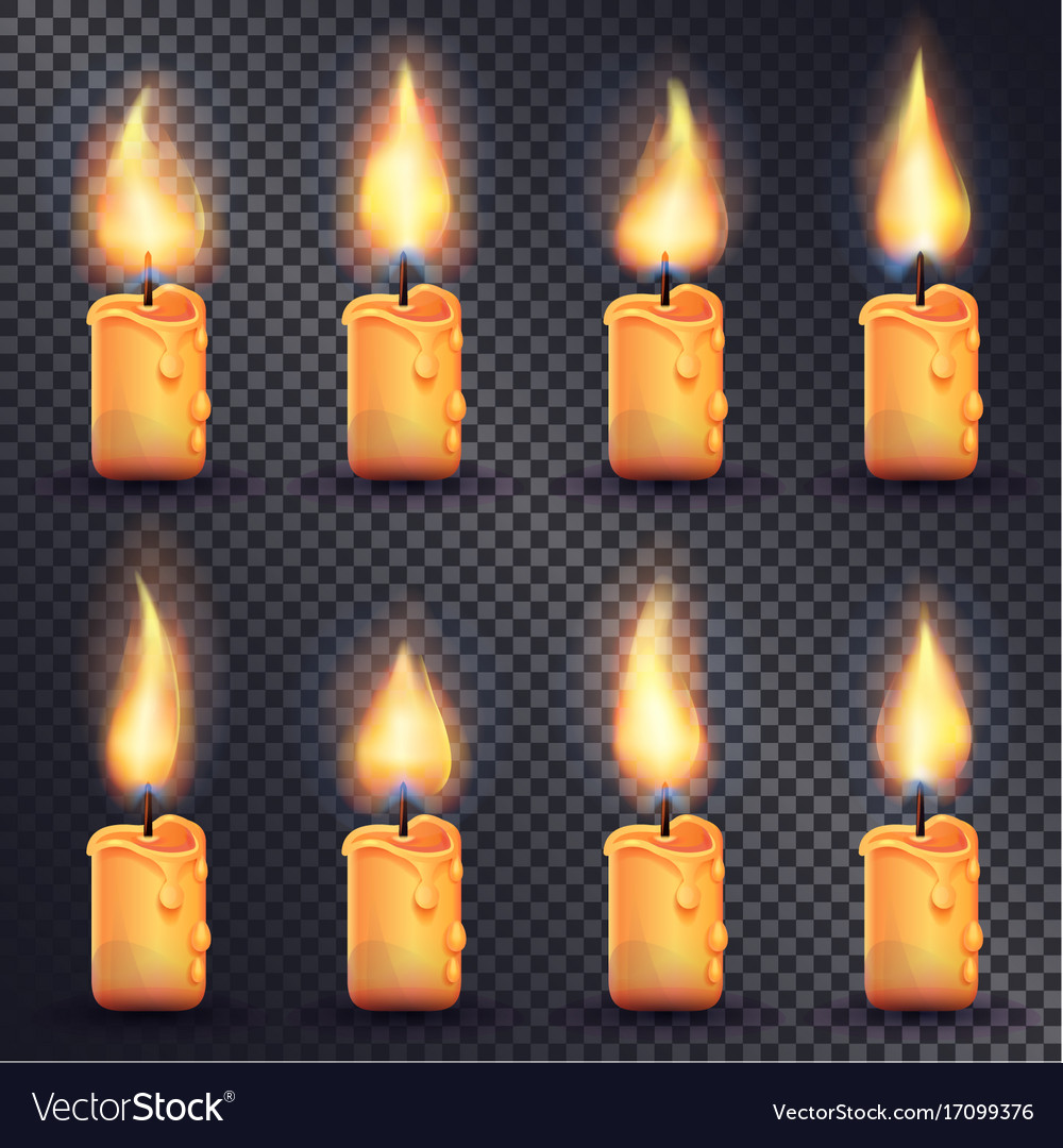 Candles Fire Animation On Transparent Background Vector Image