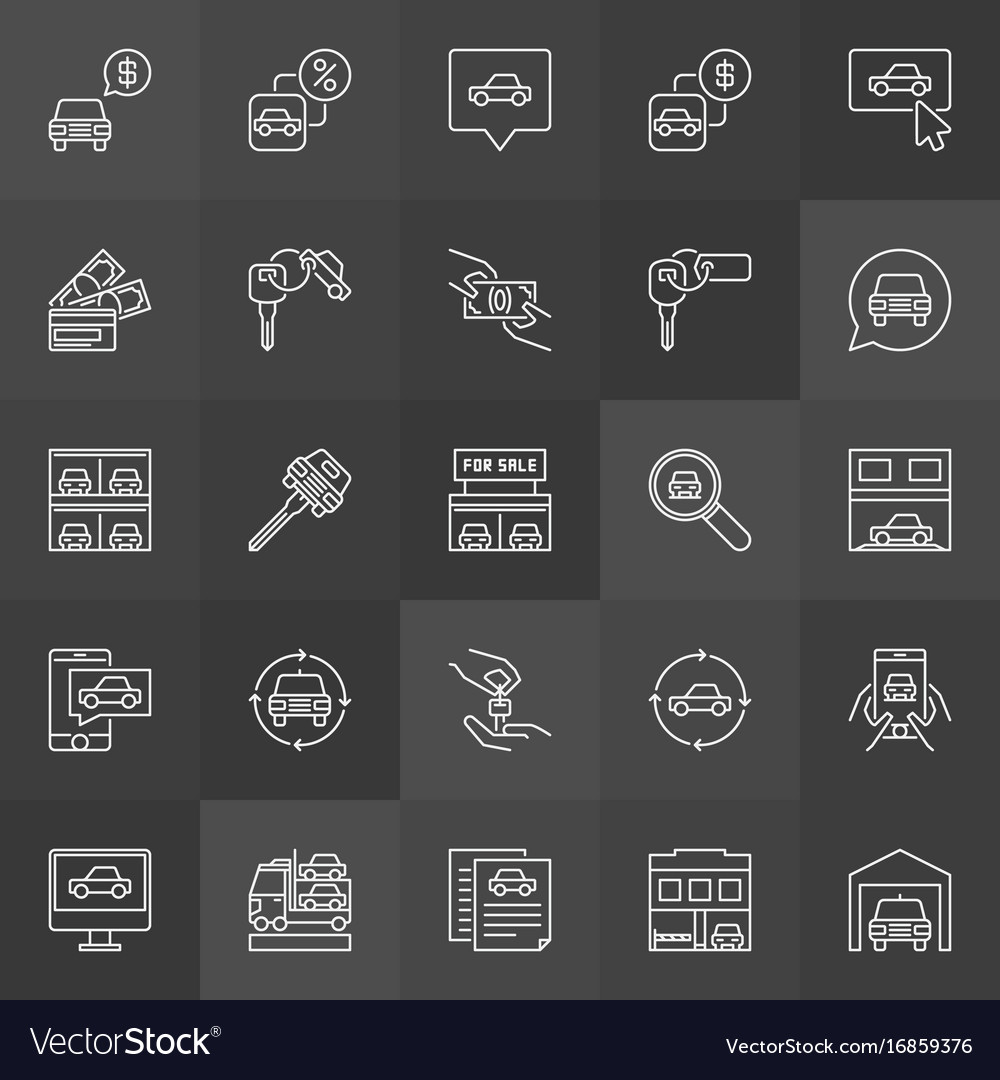 Cars icons set on gray background Royalty Free Vector Image