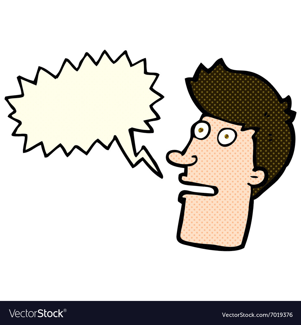 Cartoon shocked male face with speech bubble Vector Image