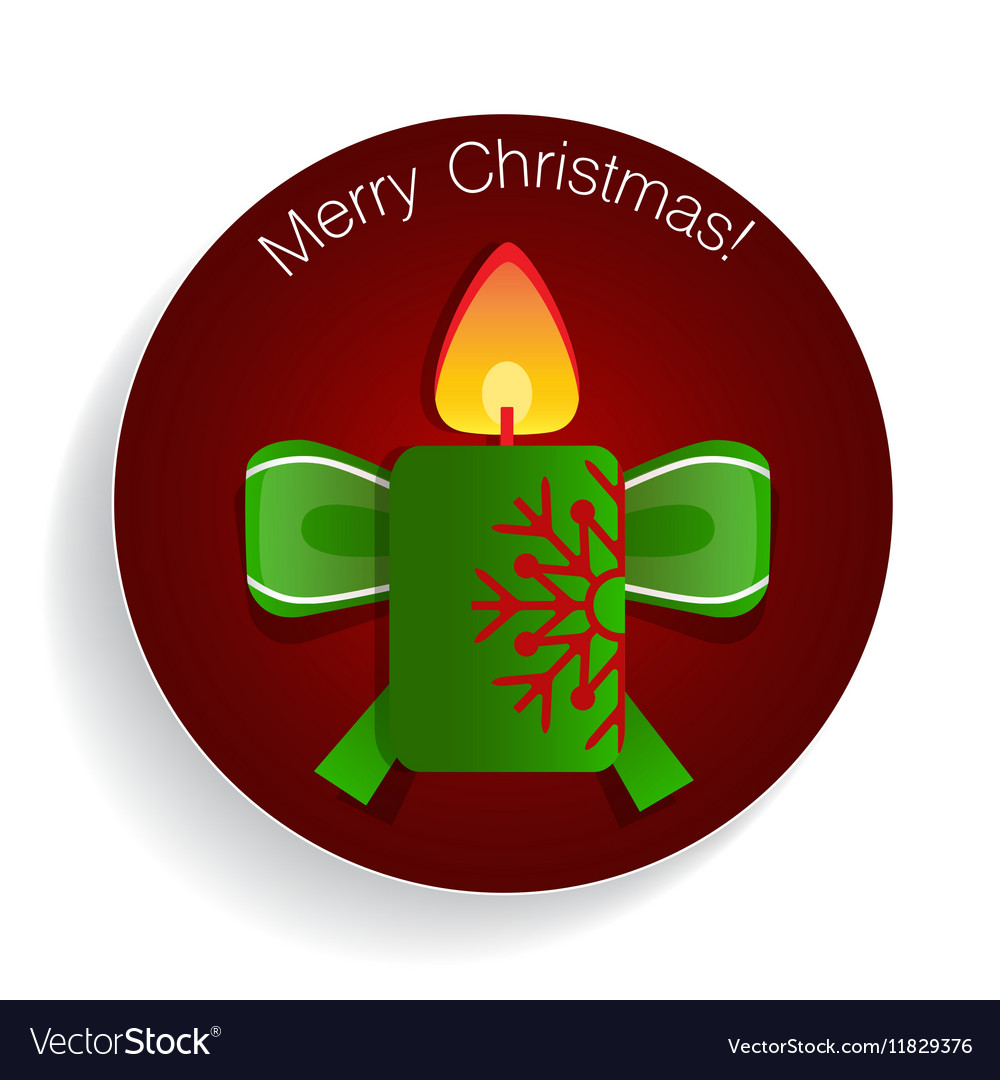 Christmas greeting card with candle and bow