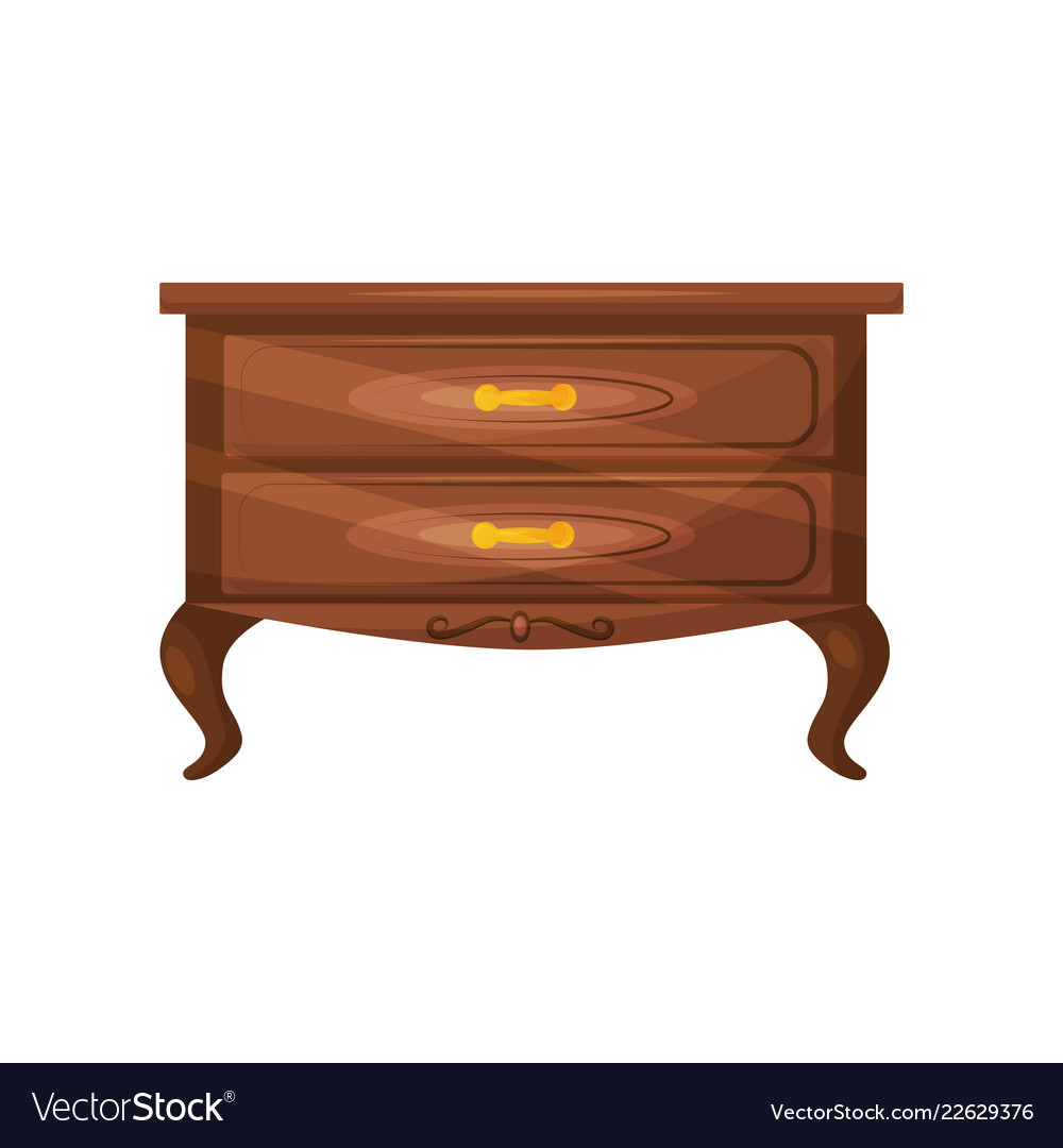 Classic Chest Of Drawers With Golden Handles Vector Image