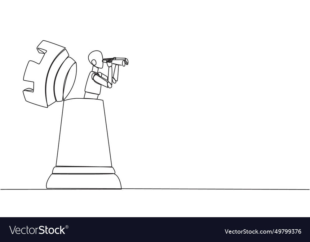 Continuous one line drawing a robot emerges from