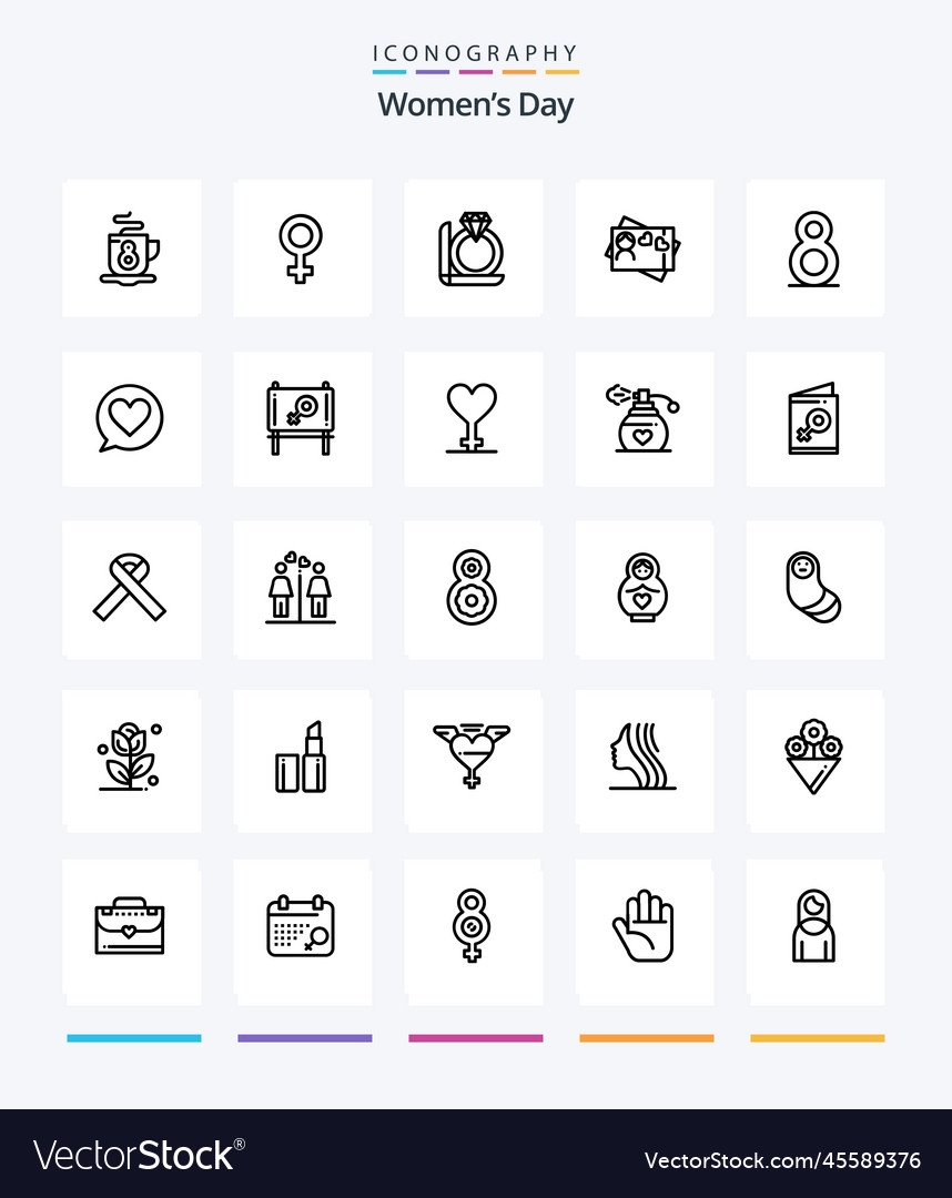 Kreative Frauen Tag 25 Umriss Icon Pack