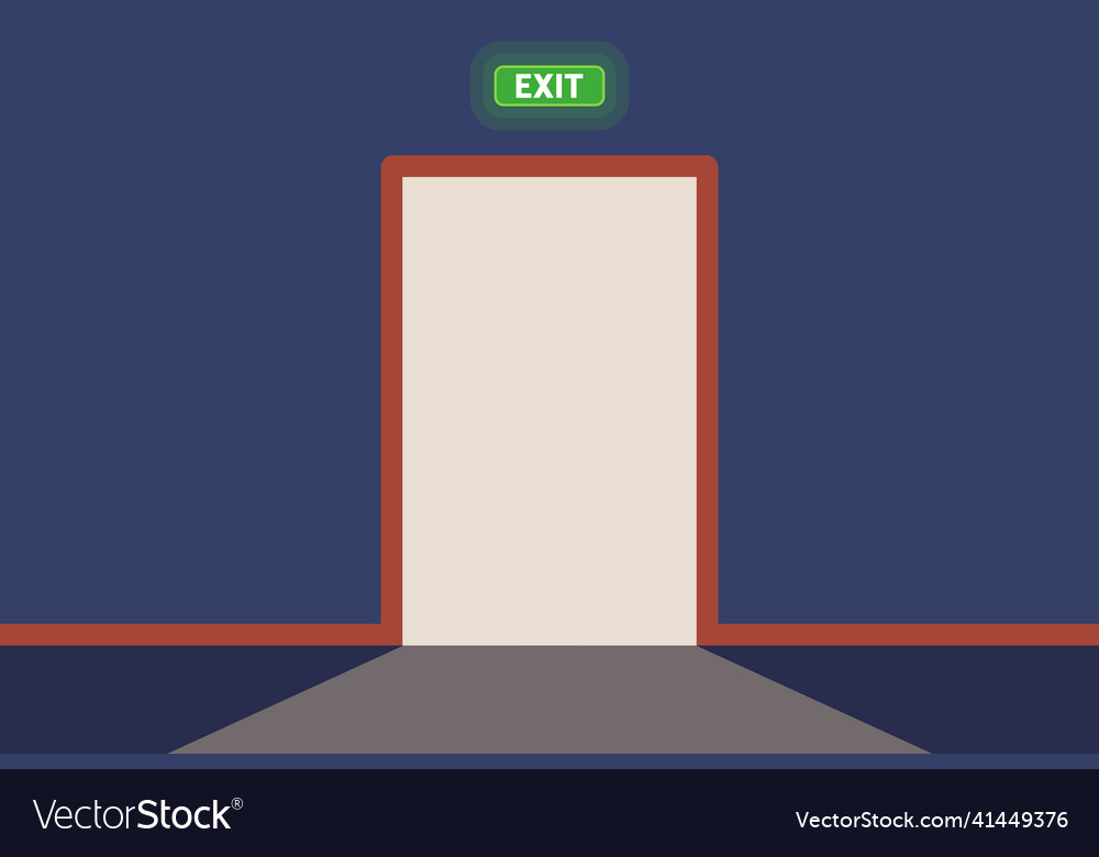 Exit sign above the open door a beam of light Vector Image Exit sign above the open door a beam of light