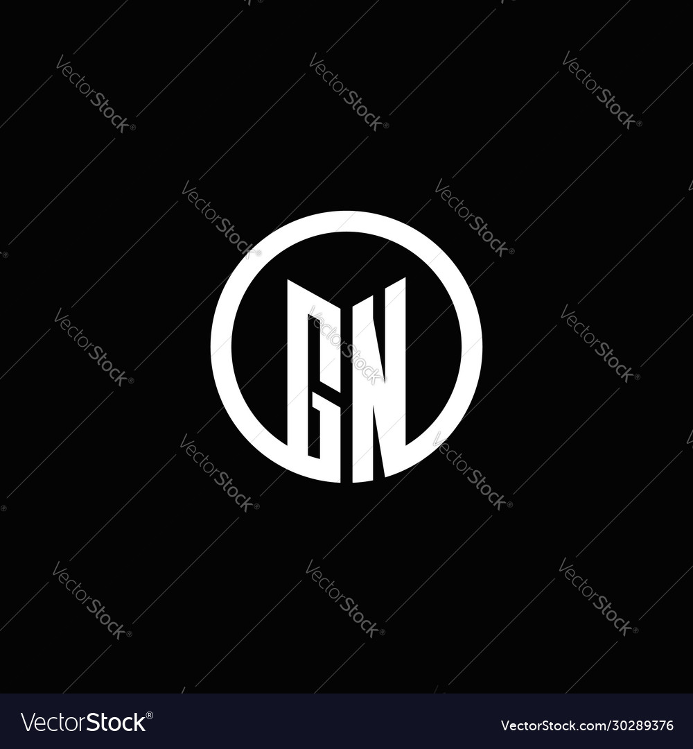 Gn monogram logo isolated with a rotating circle