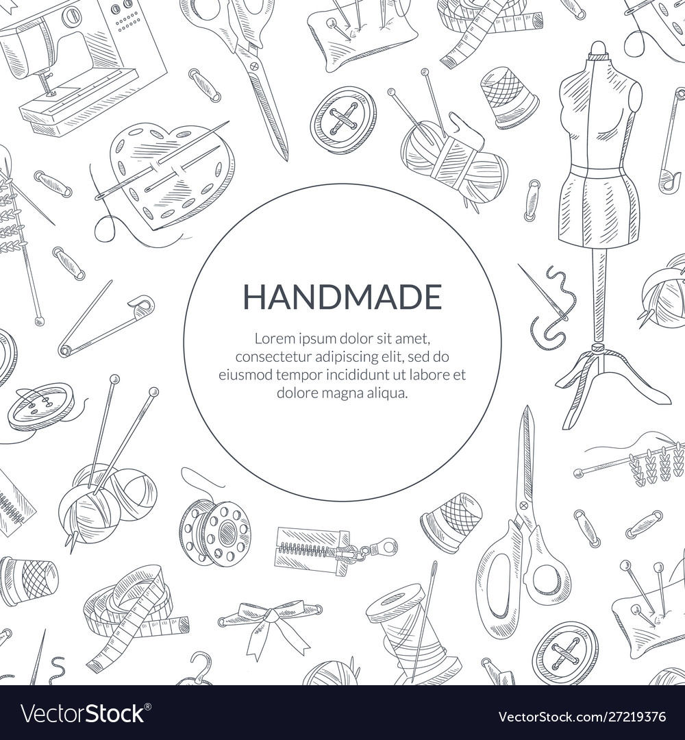 handmade-banner-template-with-hand-drawn-sewing-vector-image