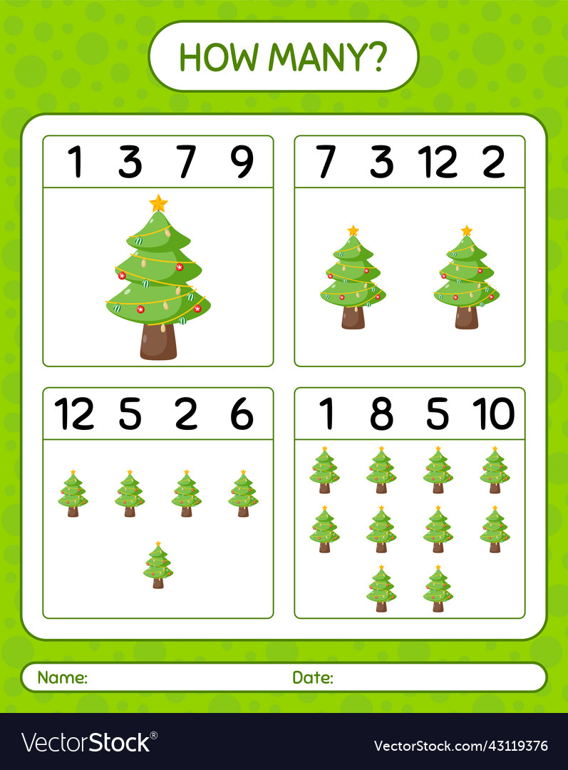 How many counting game with christmas tree vector image How many counting game with christmas tree