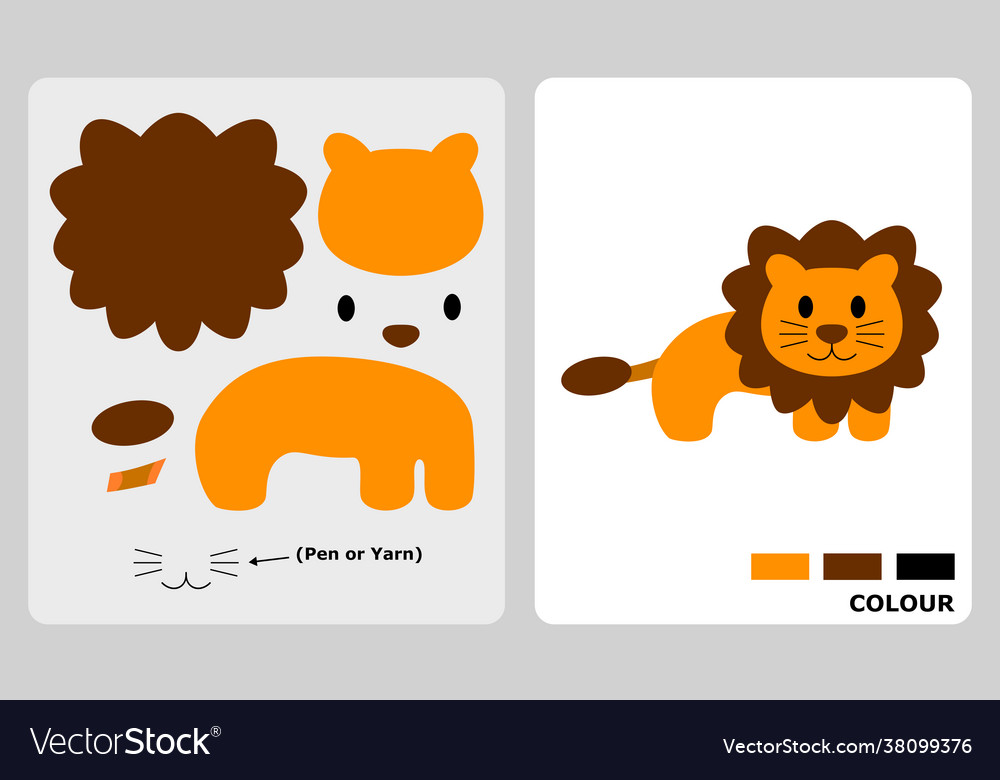 Lion pattern for paper or felt crafts Royalty Free Vector