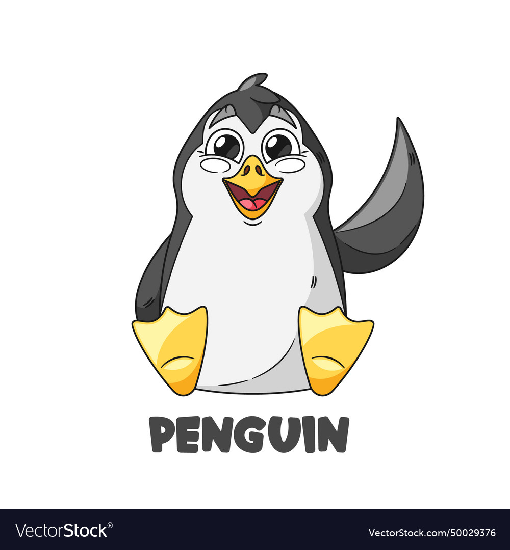 Lively cartoon penguin character with a round Vector Image