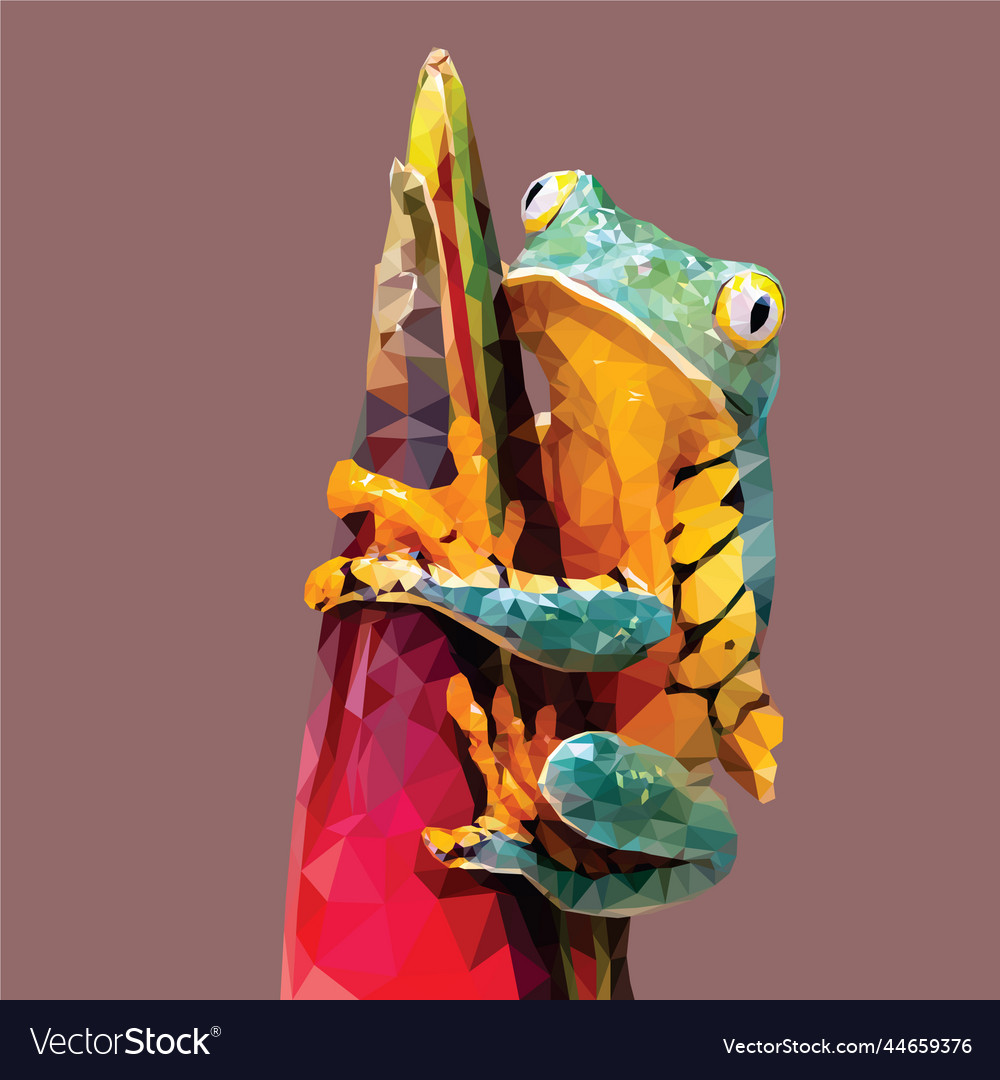 Low poly art of frog Royalty Free Vector Image