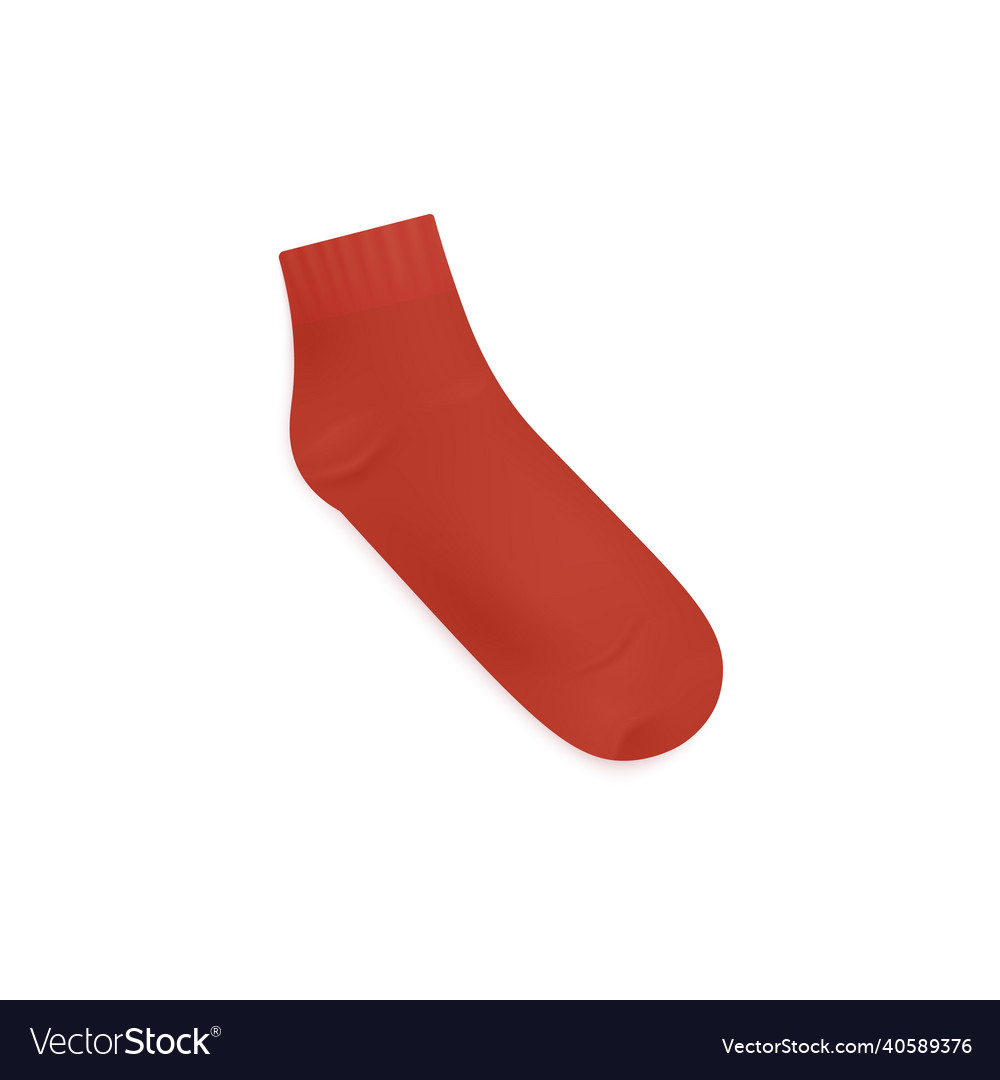 Mockup of red short sock to ankle realistic