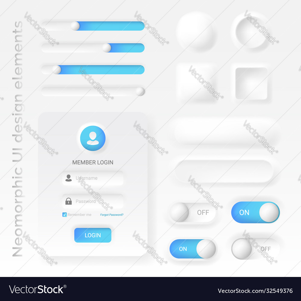 Neomorphic UI Elements - Login & Buttons