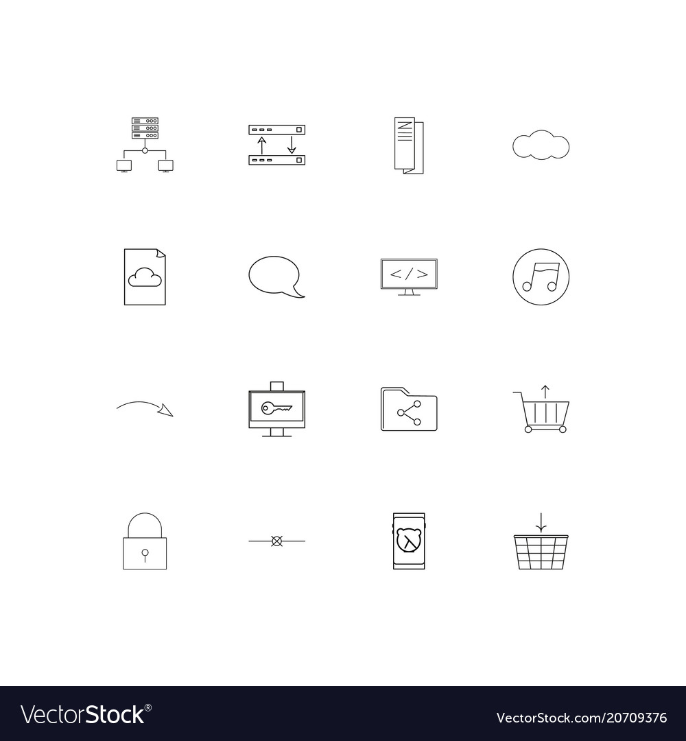 Network and database simple linear icons set