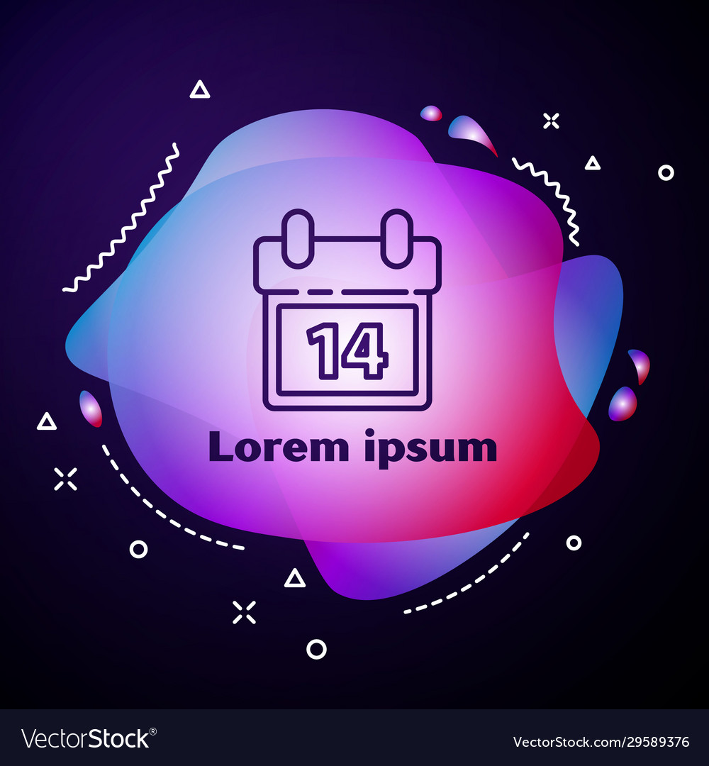 Purple line calendar with february 14 icon