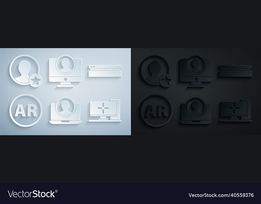 Set create account screen video game console ar vector image Set create account screen video game console ar
