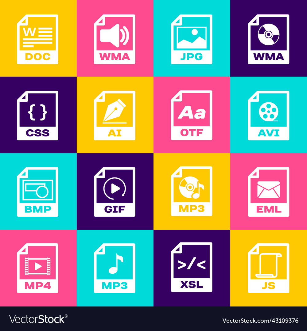 Set js file document eml avi jpg ai and css