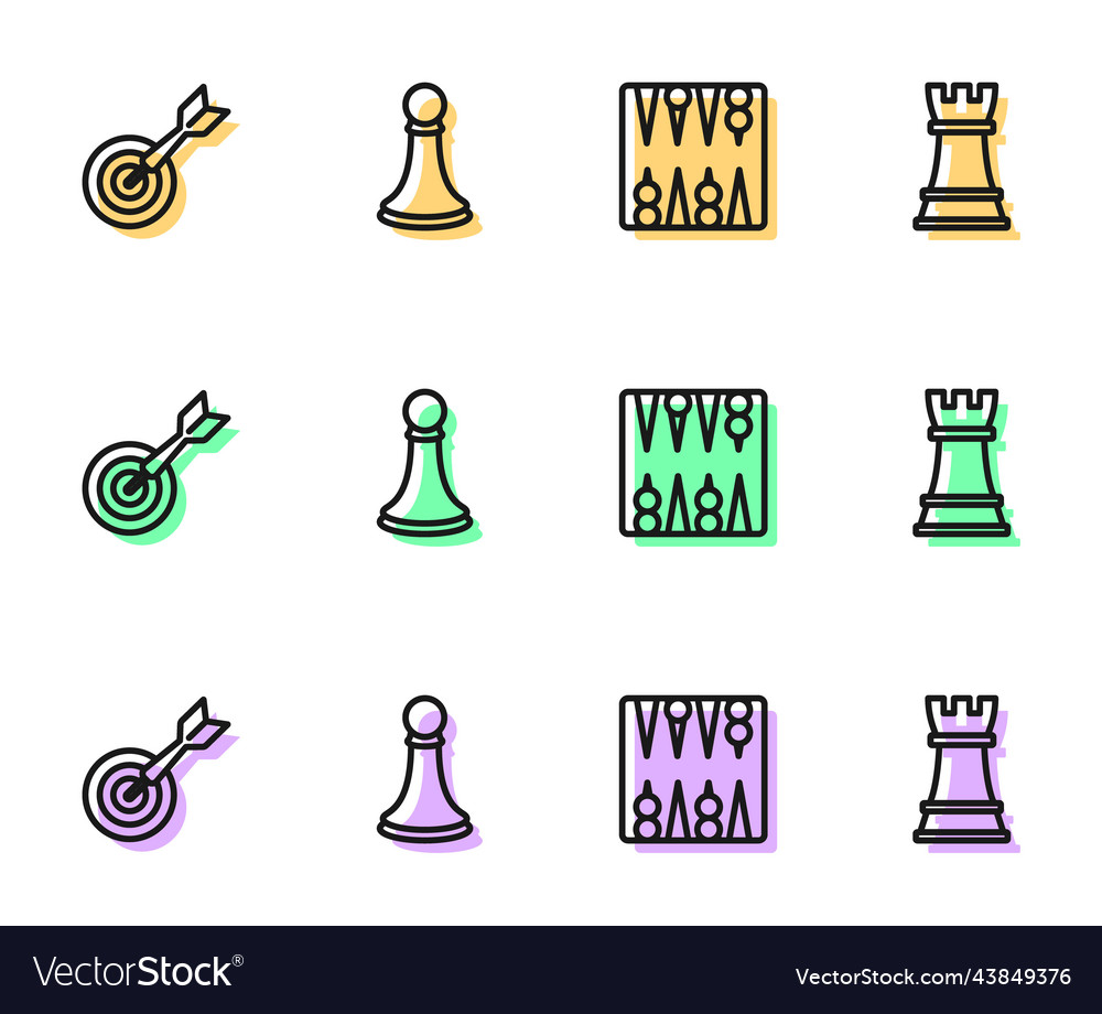 Set line backgammon board classic dart and arrow vector image Set line backgammon board classic dart and arrow