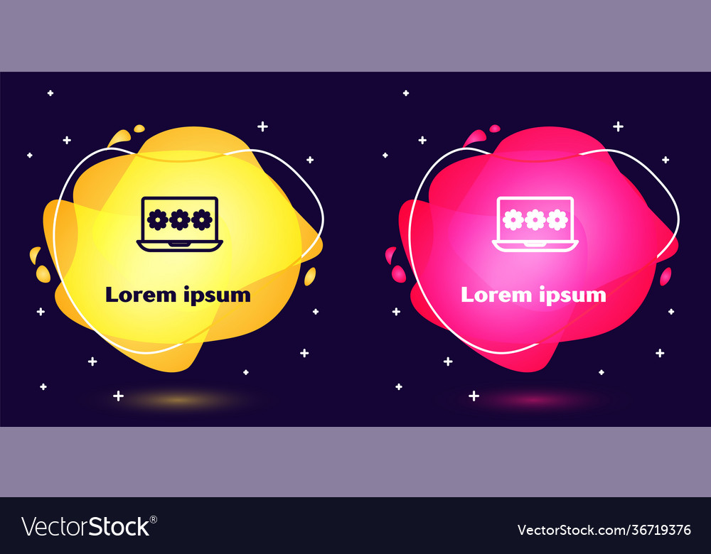 Set line laptop with password notification icon vector image Set line laptop with password notification icon