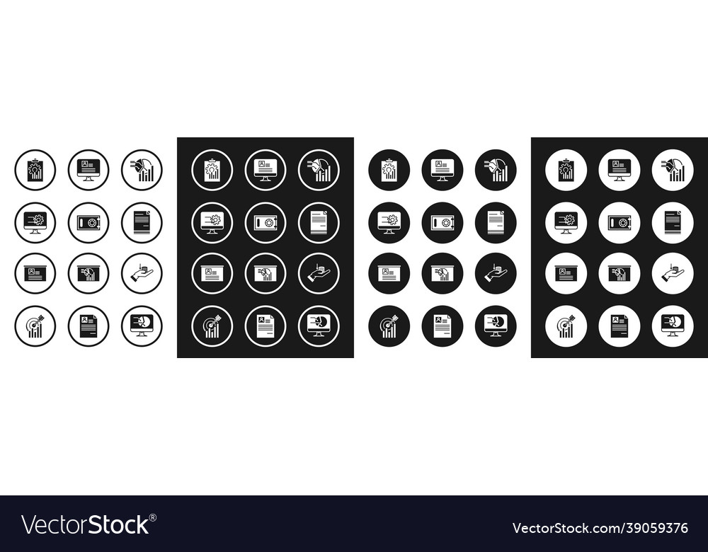 Set pie chart infographic safe computer monitor vector image Set pie chart infographic safe computer monitor
