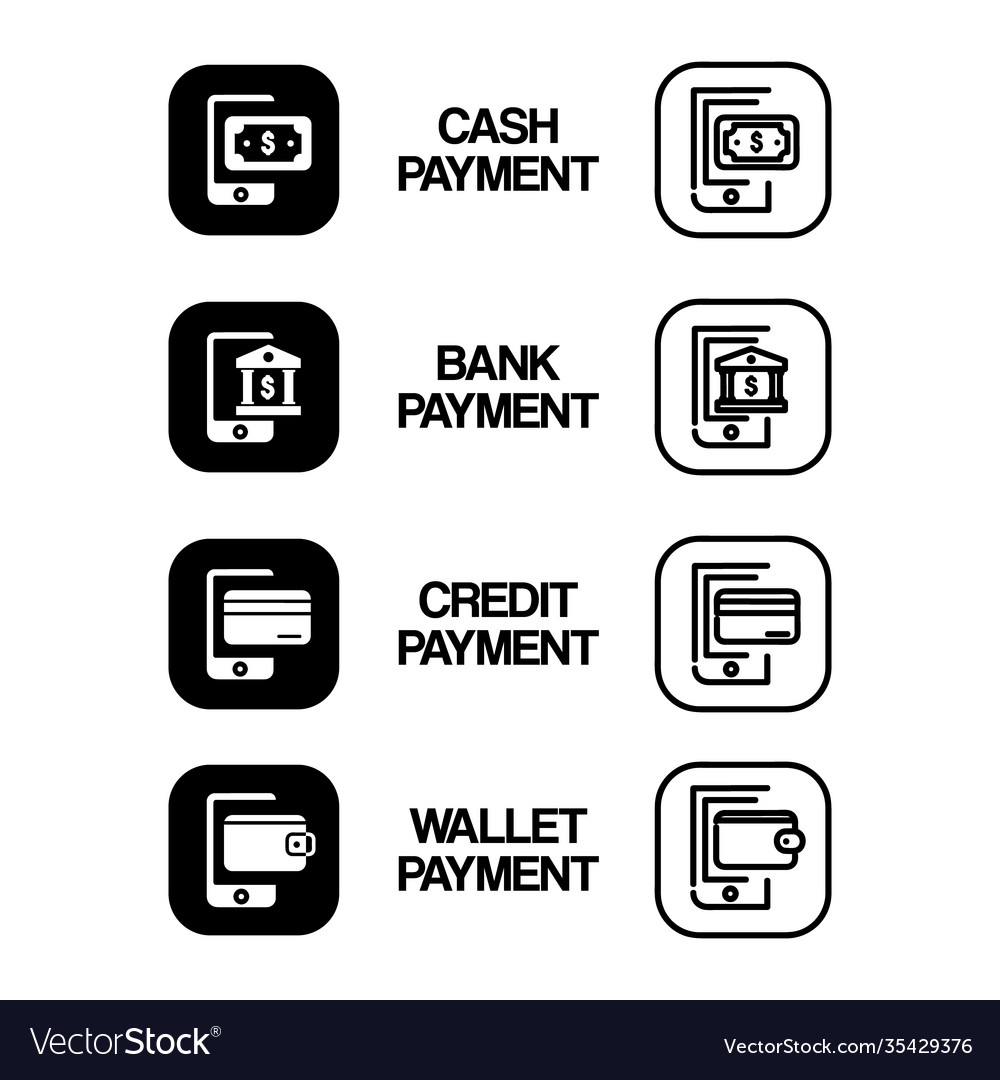 Silhouette and linear payment method icons design