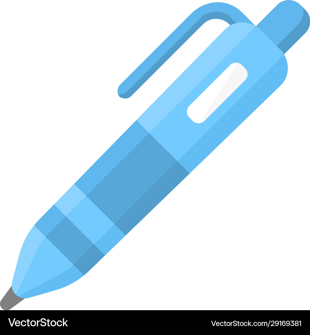 Automatic ballpoint pen flat design color icon Vector Image