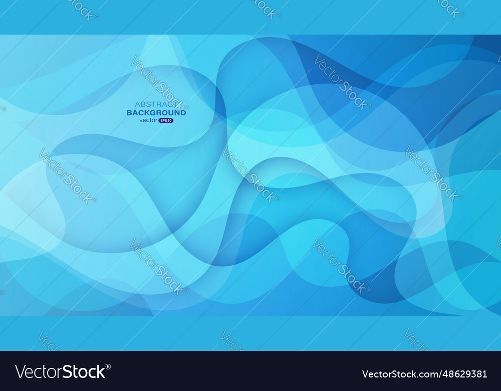 Blue wave curves shape overlap abstract background vector image Blue wave curves shape overlap abstract background