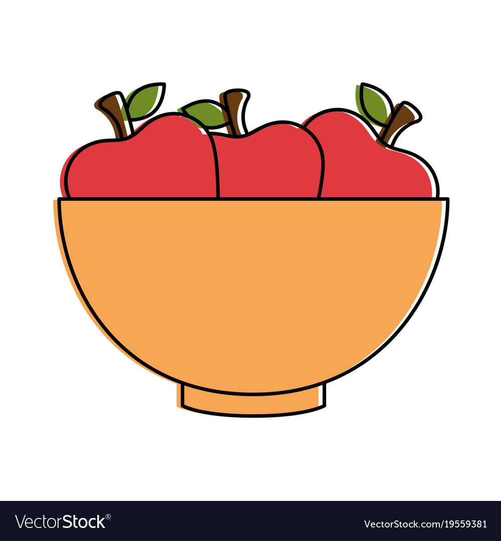 Bowl with apples fruits Royalty Free Vector Image