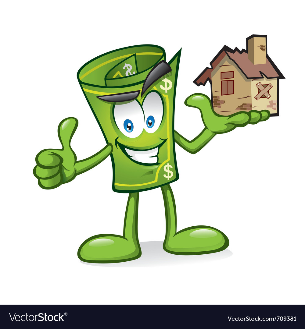Cartoon Money With Damaged Homes Royalty Free Vector Image Cartoon Money With Damaged Homes Vector Image