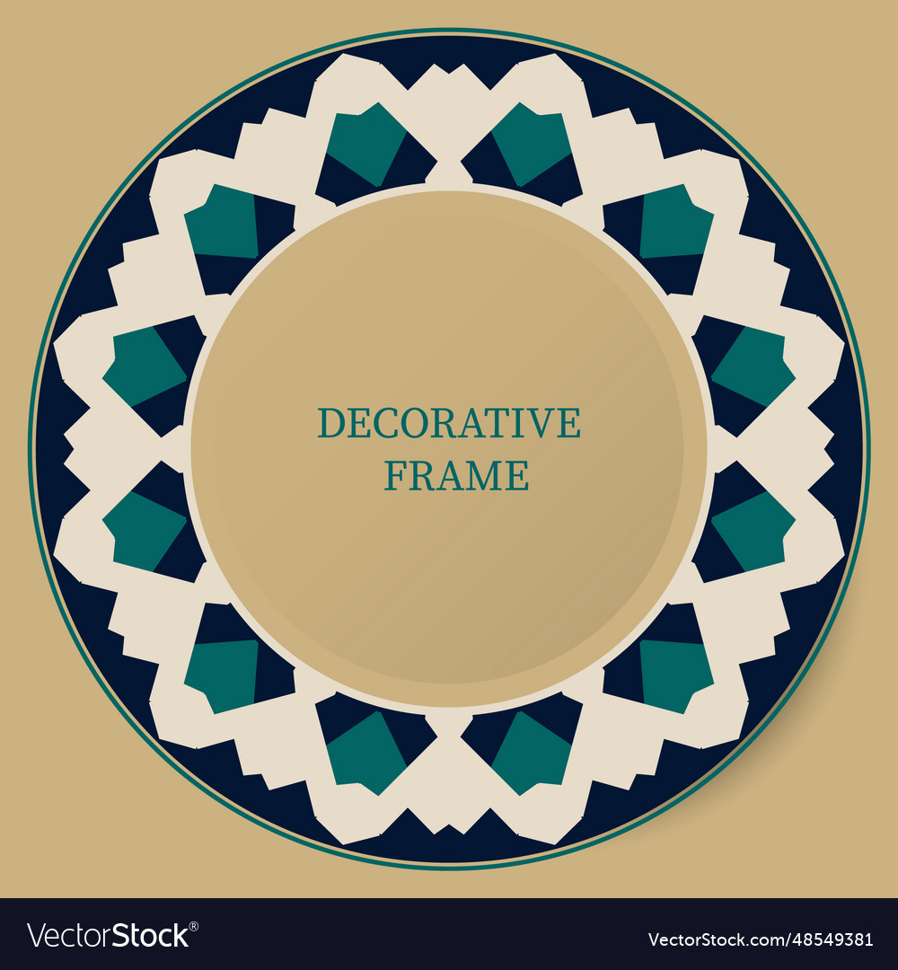 Circle colored frame with geometric pattern