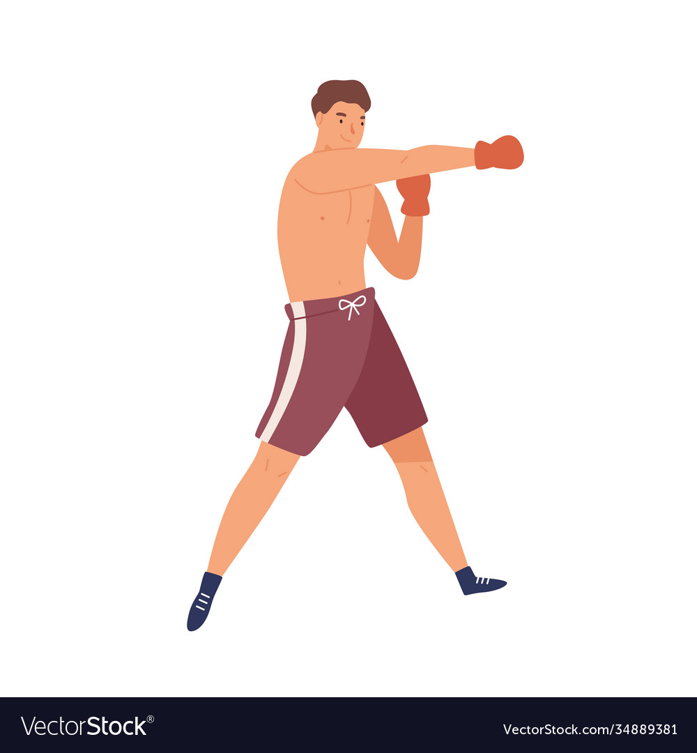 Colorful portrait male boxer muscular man in Vector Image