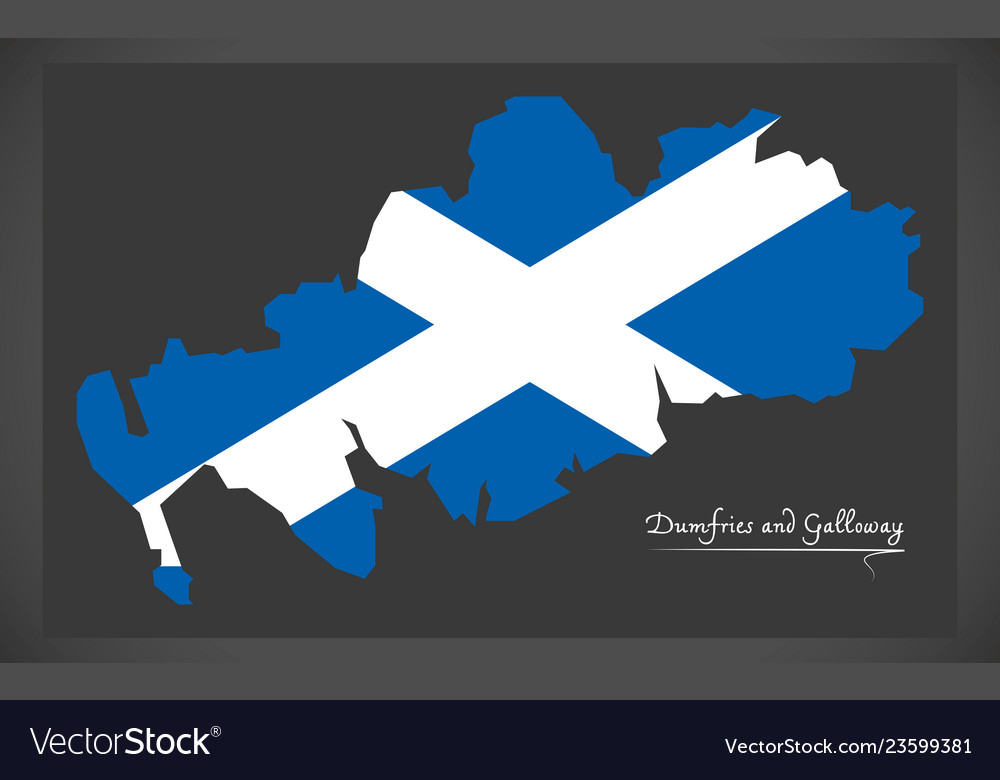 Dumfries and galloway map with scottish national vector image Dumfries and galloway map with scottish national
